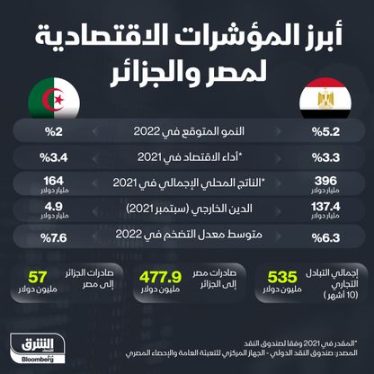 إنفوغراف.. التبادل التجاري بين مصر والجزائر يتجاوز نصف مليار دولار