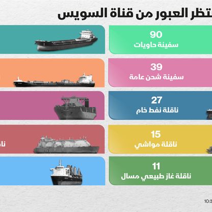 تنوع البضائع التي تحملها السفن المنتظرة لعبور قناة السويس - المصدر: الشرق