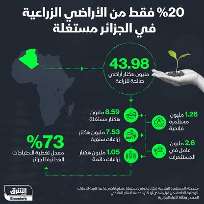 الأراضي الزراعية المستغلة في الجزائر - المصدر: الشرق