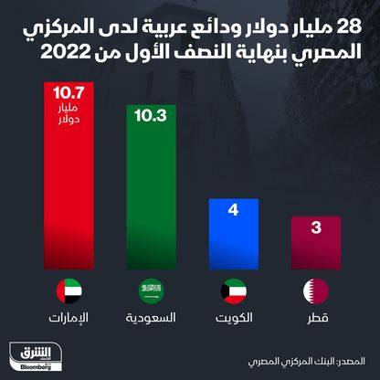 الودائع العربية الأكبر لدى المركزي المصري - المصدر: الشرق