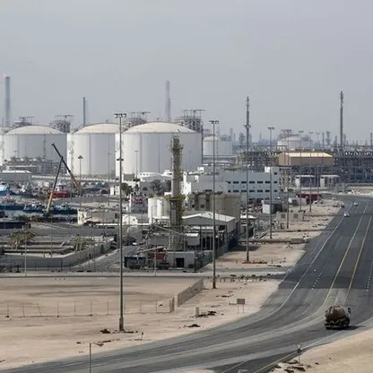مدينة راس لفان الصناعية، الموقع الرئيسي في قطر لإنتاج الغاز الطبيعي المسال وتحويل الغاز إلى سائل، شمال الدوحة. قطر - المصدر: بلومبرغ