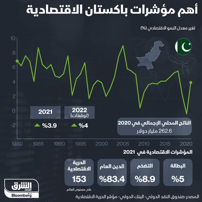 أهم المؤشرات الاقتصادية لباكستان - المصدر: الشرق