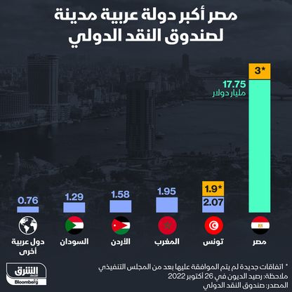 إنفوغراف: مصر أكبر دولة عربية مدينة لصندوق النقد