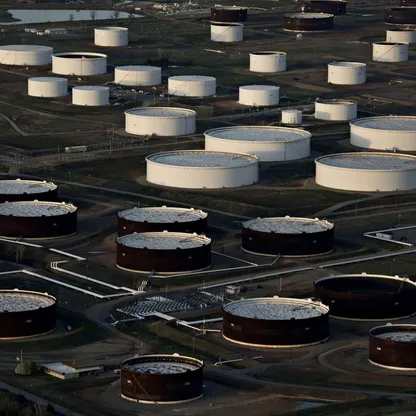 صهاريج تخزين النفط في كوشينغ، أوكلاهوما - المصدر: بلومبرغ