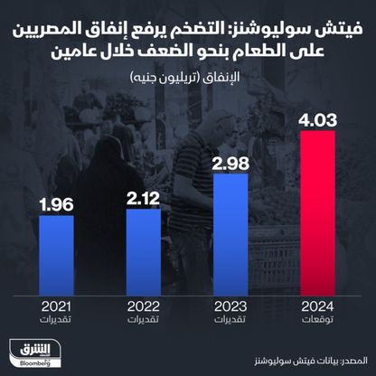 4 تريليونات جنيه إنفاق المصريين المتوقع على الغذاء في 2024 - الشرق/بلومبرغ