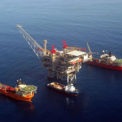 منصة لاستخراج الغاز الطبيعي في حقل تمار الإسرائيلي البحري - المصدر: بلومبرغ