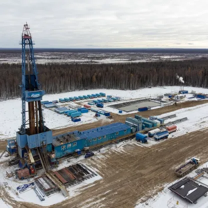 منصة حفر في منطقة لينسك بجمهورية ساخا، روسيا - بلومبرغ