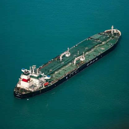 ناقلة نفط إيرانية ترسو بالقرب من مضيق هرمز. فتح الرئيس الأميركي دونالد ترمب باباً جديداً في مسار الحرب مع إيران، بإعلانه احتمال التوصل إلى صيغة "سيطرة مشتركة" على المضيق بينما تنفي طهران وجود محادثات من الأساس - بلومبرغ