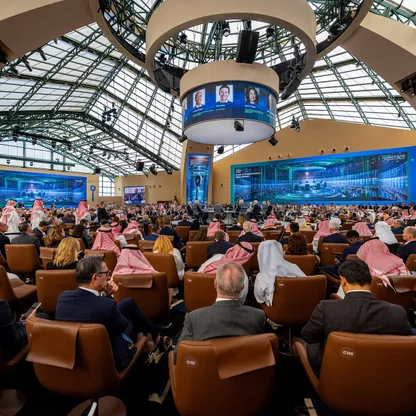 الحضور في إحدى الجلسات خلال النسخة التاسعة من مؤتمر مبادرة مستقبل الاستثمار، الرياض، المملكة العربية السعودية، 28 أكتوبر 2025. - رويترز 