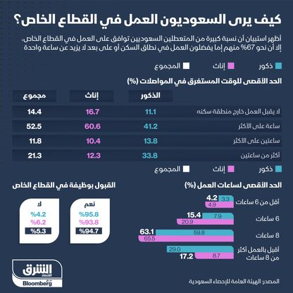 السعوديون والعمل في القطاع الخاص - المصدر: بلومبرغ