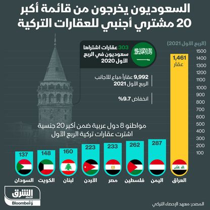 إنفوغراف.. السعوديون يعزفون عن شراء العقارات التركية