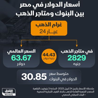 أسعار الدولار في مصر بين البنوك ومتاجر الذهب - المصدر: الشرق