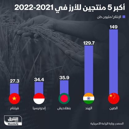 أكبر 5 منتجين للأرز في العالم - المصدر: الشرق