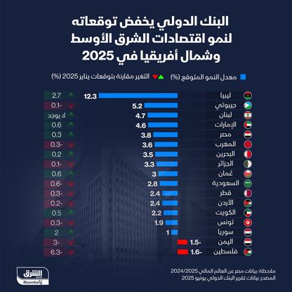 توقعات البنك الدولي لنمو اقتصادات الشرق الأوسط وشمال أفريقيا في 2025 - الشرق