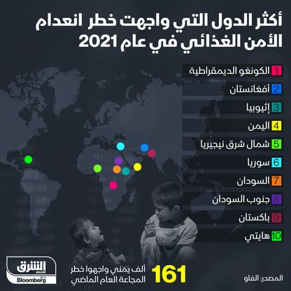 إنفوغراف.. أكثر الدول التي واجهت خطر الأمن الغذائي في عام 2021