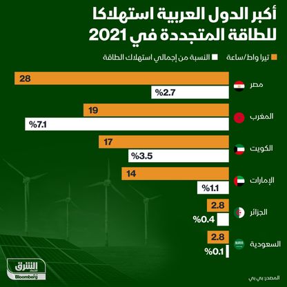 إنفوغراف.. أكثر الدول العربية اعتماداً على الطاقة المتجددة