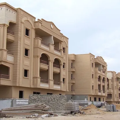 وحدات سكنية تحت الإنشاء في شرق القاهرة، مصر. ركود المبيعات وحصر المتعثرين يدفعان بنوكاً مصرية إلى تأجيل تمويل المطورين العقاريين. - المصدر: بلومبرغ