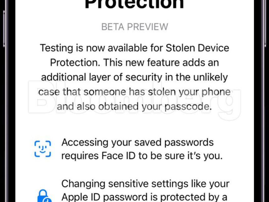 شرح لخاصية الحماية من السرقة لهاتف أيفون وفق التحديث "iOS 17.3" لبرنامج التشغيل من شركة أبل - المصدر: بلومبرغ