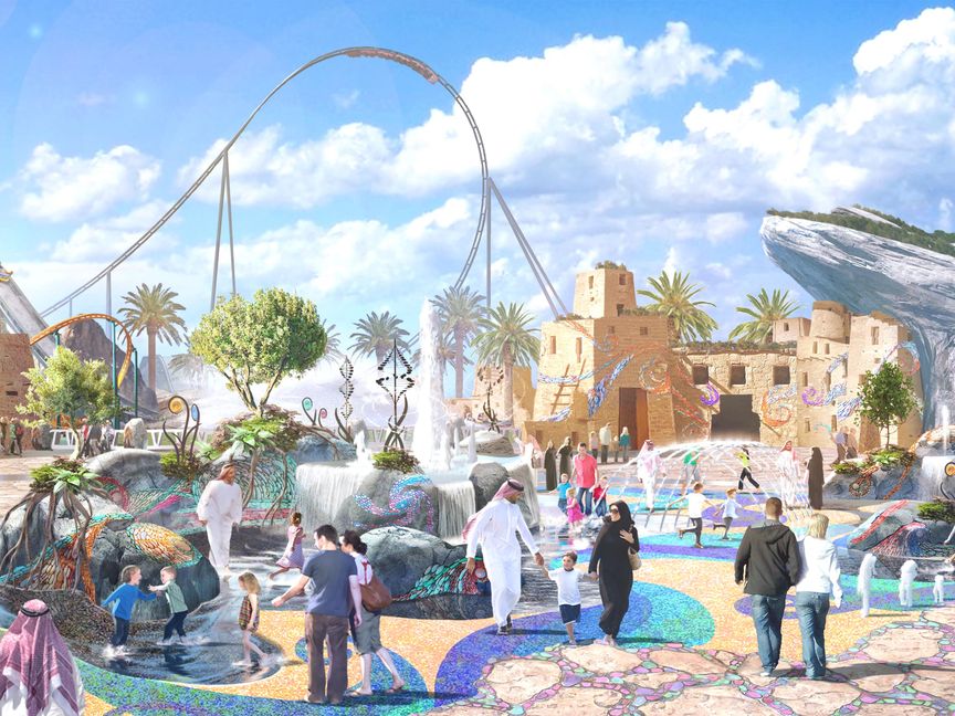 رسم تصوري لما سيكون عليه المشروع الترفيهي Six Flags في القدية بالسعودية - المصدر: بلومبرغ