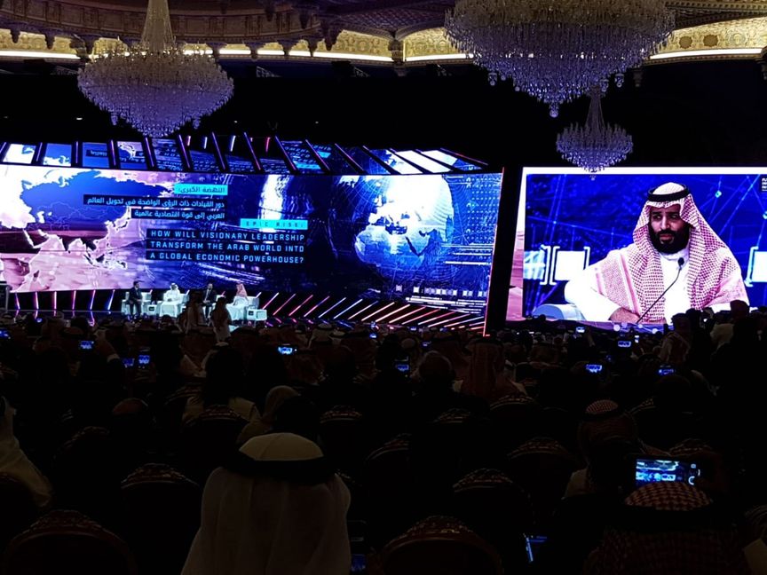 ولي العهد السعودي الأمير محمد بن سلمان في مؤتمر مبادرة مستقبل الاستثمار عام 2018 - المصدر: بلومبرغ