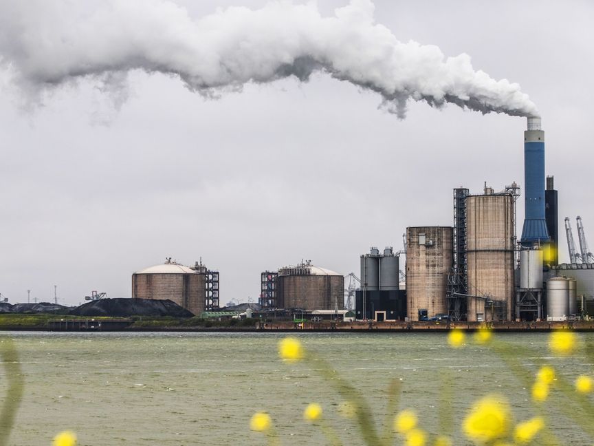 البخار ينبعث من مدخة في منشأة للغاز الطبيعي المسال تديرها شركة (Nederlandse Gasunie) في ميناء روتردام، هولندا. - غيتي إيمجز