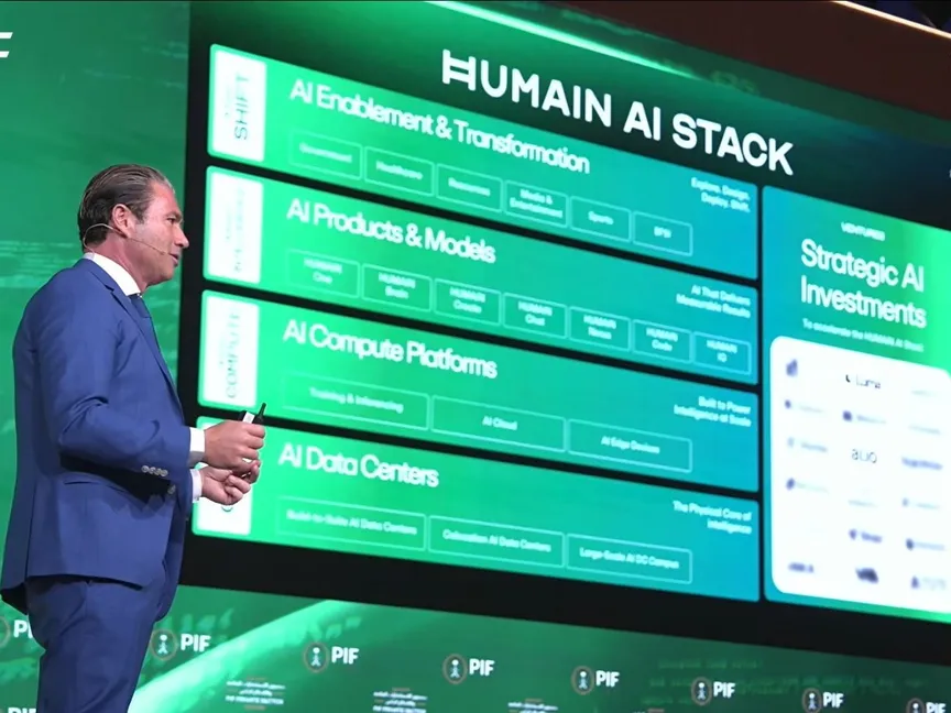 الرئيس التنفيذي لشركة "هيوماين"، طارق أمين، خلال مشاركته في منتدى صندوق الاستثمارات العامة للقطاع الخاص 2026 - الشرق