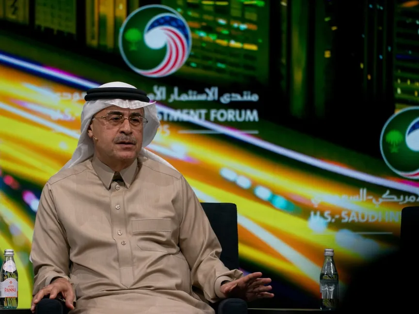 أمين الناصر، الرئيس التنفيذي لـ"أرامكو السعودية"، خلال منتدى الاستثمار الأميركي السعودي في مركز كينيدي بالعاصمة واشنطن، الولايات المتحدة، يوم الأربعاء 19 نوفمبر 2025. - بلومبرغ