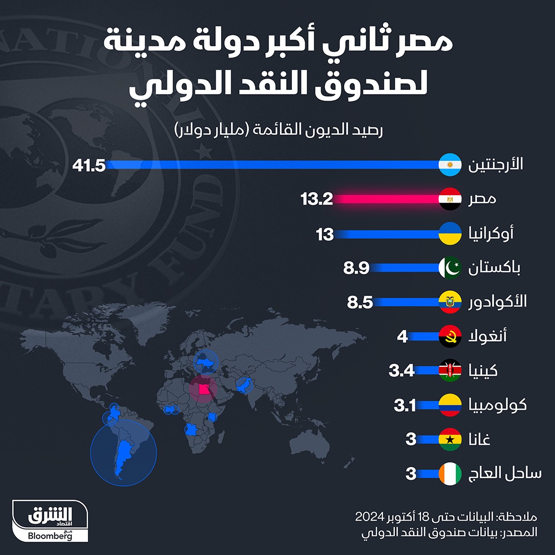 13.2 مليار دولار قيمة ديون مصر لصندوق النقد الدولي